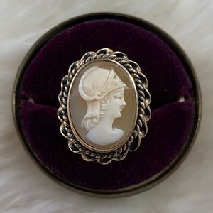18k Gold Cameo Ring 9-9.25 Man Or God In Helmet